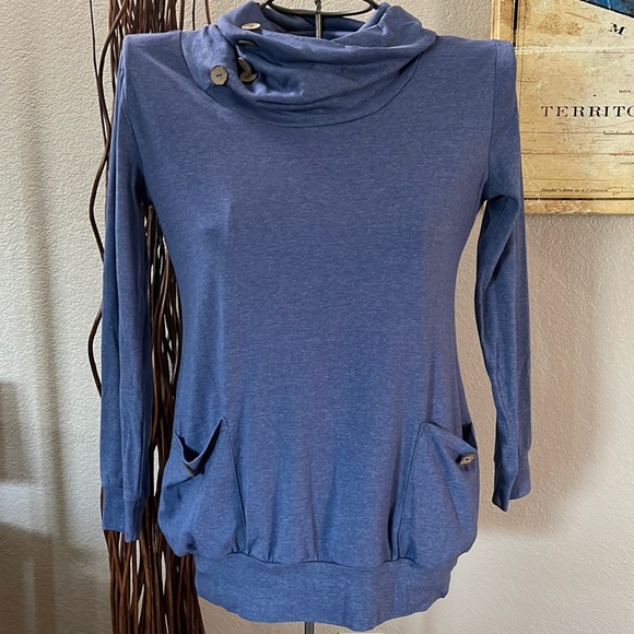 Levaca Button Cowl neck long sleeve sweater - Picture 1 of 5